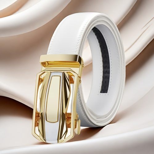 1pc Men's white belt automatic buckle belt fashion business trend belt casual belt wedding belt official belt gift for husband and father