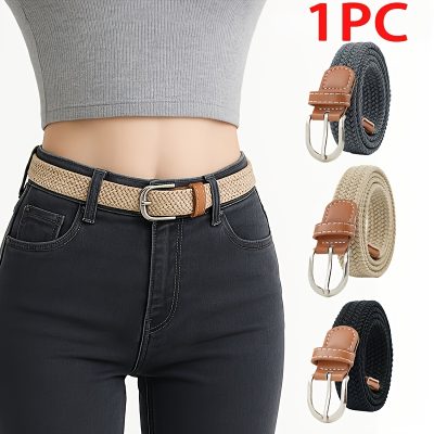1pc Women's New Casual Pin Buckle Belt, Elastic Band, Foldable, Versatile for Casual Jeans, Best Gift for Girlfriend