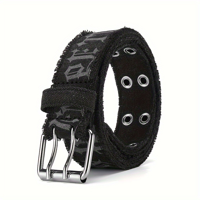 1pc Denim Men’s Belt Embossed Washed Belt Double Buckle Internet Celebrity Hot Deal Men’s Belt
