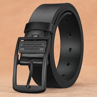 1pc Simple English Alloy Pin Buckle Men's Belt, Vintage Automatic Buckle Belt for Young and Middle-Aged Men, Casual and Versatile Fashion Pants Belt