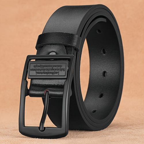 1pc Simple English Alloy Pin Buckle Men's Belt, Vintage Automatic Buckle Belt for Young and Middle-Aged Men, Casual and Versatile Fashion Pants Belt