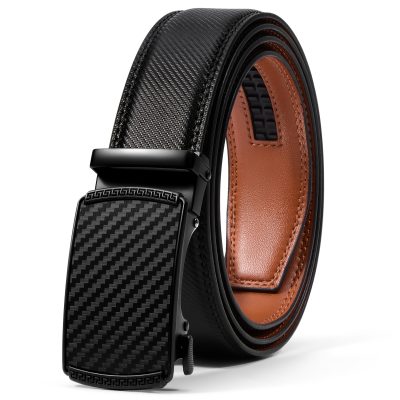 Men'S Genuine Leather Ratchet Belt 35mm - Automatic Buckle, Adjustable No-Hole Design, Gift Box Included For Casual & Business