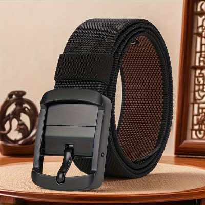Men'S Tactical Belt with a Rotating Buckle, Double-Sided Rotating Belt, Plastic Buckle, Reversible Two-Color Pin Buckle, Multifunctional Outdoor Braided Casual Belt, Made of Adjustable Nylon Material