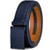 Men's Leather Ratchet Belt - Adjustable automatic buckle, durable alloy clasp, high-quality genuine leather panel, suitable for casual and business styles, simple and stylish carbon fiber design, an ideal gift for Christmas and Father's Day. - Image 7
