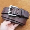 Double pin buckle High quality handmade knocking genuine leather belt luxury designer belts male Strap Jeans for man cowboy belt men - Image 5
