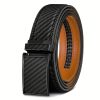 Men's Leather Ratchet Belt - Adjustable automatic buckle, durable alloy clasp, high-quality genuine leather panel, suitable for casual and business styles, simple and stylish carbon fiber design, an ideal gift for Christmas and Father's Day. - Image 6