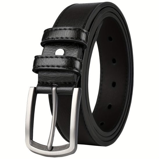 Men's Alloy Pin Buckle PU Leather Belt, Available in Black and Coffee, Adjustable Strap, Wear Resistant PU Leather, Matches Formal Outfits and Casual Pants, Suitable for Business and Daily Jeans Occasions