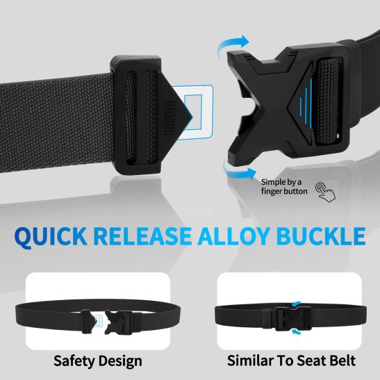 Alternative view of Quick Release Men's Nylon Belt, Elastic Webbing Belt with Heavy Duty Buckle, Cut to Fit Tactical Belt for Work, Casual, Outdoor