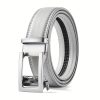 Men'S Automatic Buckle Silvery Buckle Leather Belt Second Layer Cowhide Gray Belt Solid Color Straight Body Belt European And American Trend - Image 5