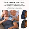 Men's Leather Ratchet Belt - Adjustable automatic buckle, durable alloy clasp, high-quality genuine leather panel, suitable for casual and business styles, simple and stylish carbon fiber design, an ideal gift for Christmas and Father's Day. - Image 11