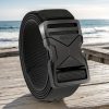 Quick Release Men's Nylon Belt, Elastic Webbing Belt with Heavy Duty Buckle, Cut to Fit Tactical Belt for Work, Casual, Outdoor