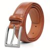 Men's Leather Belt, Fashion & Classic Casual Belt with Single Prong Buckle for Jeans, Pants, Work And Business, Gift for Dad & Husband - Image 11
