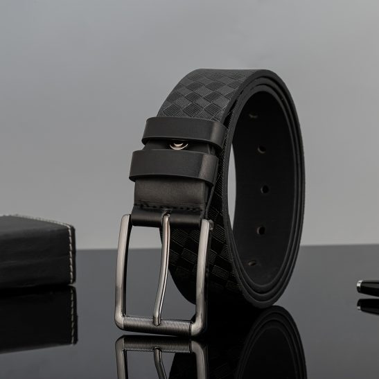 Alternative view of Men's Pin Buckle Versatile PU Leather Belt - Creative Fashion Embossed Design - For Casual & Formal Occasions - Perfect Gift for Men