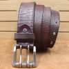 Double pin buckle High quality handmade knocking genuine leather belt luxury designer belts male Strap Jeans for man cowboy belt men - Image 9