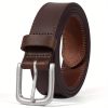 Men's Full Grain Leather Classic Fashion Jeans Belts, Handmade Men Leather Belt with Gift Box - Image 5