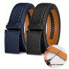 Men's Leather Ratchet Belt - Adjustable automatic buckle, durable alloy clasp, high-quality genuine leather panel, suitable for casual and business styles, simple and stylish carbon fiber design, an ideal gift for Christmas and Father's Day. - Image 4