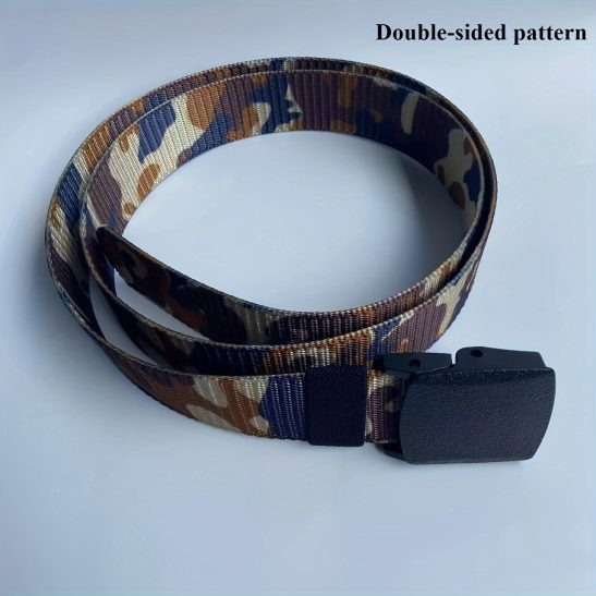 Alternative view of Men's Sports Camouflage Belt - Double-Sided Military Outdoor Hiking Tent Camping - Hypoallergenic Plastic Buckle, Nylon Material, Square Buckle - One Size - For Outdoor Enthusiasts & Adventurers - Ideal Gift for Camping & Hiking