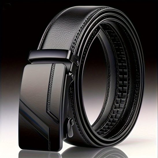 Alternative view of Full Match Automatic Buckle Genuine Leather Belt, Men'S Business Casual Belt, Fashionable High-End Trousers Belt, Durable All-Season Formal Belt, Best Choice for Gifts